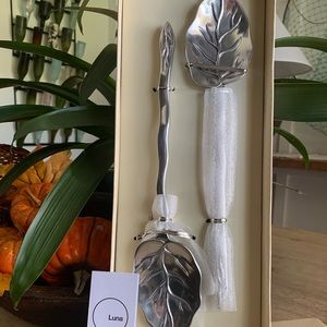 New LUNA leaves serving set aluminum decorative salad tongs Beautiful gift item